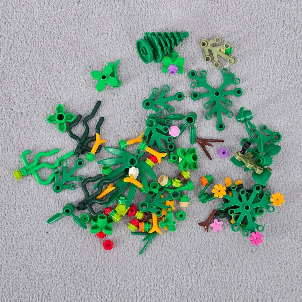 LEGO 2oz Mixed Green Plant Flower Botanical Parts Kids Nature Building Bricks